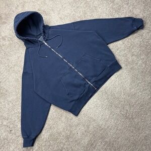 John Galt Brandy Melville Navy Blue Blank Full Zip Hoodie Large